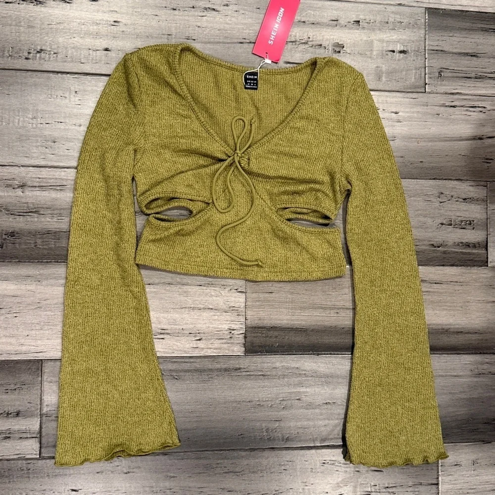 SHEIN Olive Knit Top - Picture 1 of 8